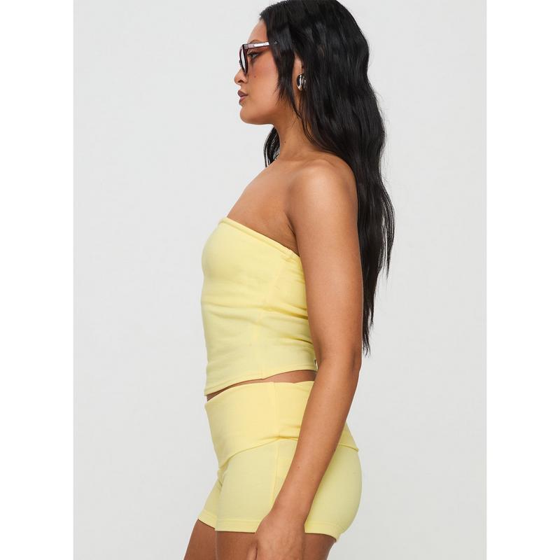 Baseline Strapless Rib Top Yellow