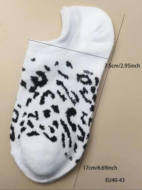 Women's Leopard Print Ankle Socks, Casual Comfortable Breathable Low Cut Socks for Daily Wear, Ladies Socks for All Seasons