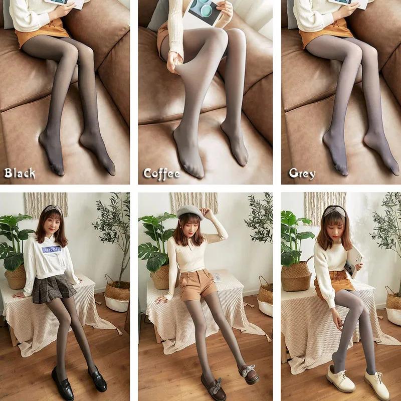 Pantyhose Winter Women Seamless Sexy Push Up Thick Fake Translucent Warm Velvet Autumn Thin Leggings Tights Pantyhose Comfortable Soft