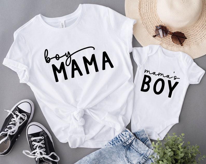 Mama's Boy Matching Shirts, Boy's Mama Matching Set, Mom and Son T-Shirt, Mother and Son T-Shirts, Mommy and Me, Mum and Me, Gift for Mom Womenswear Athletic