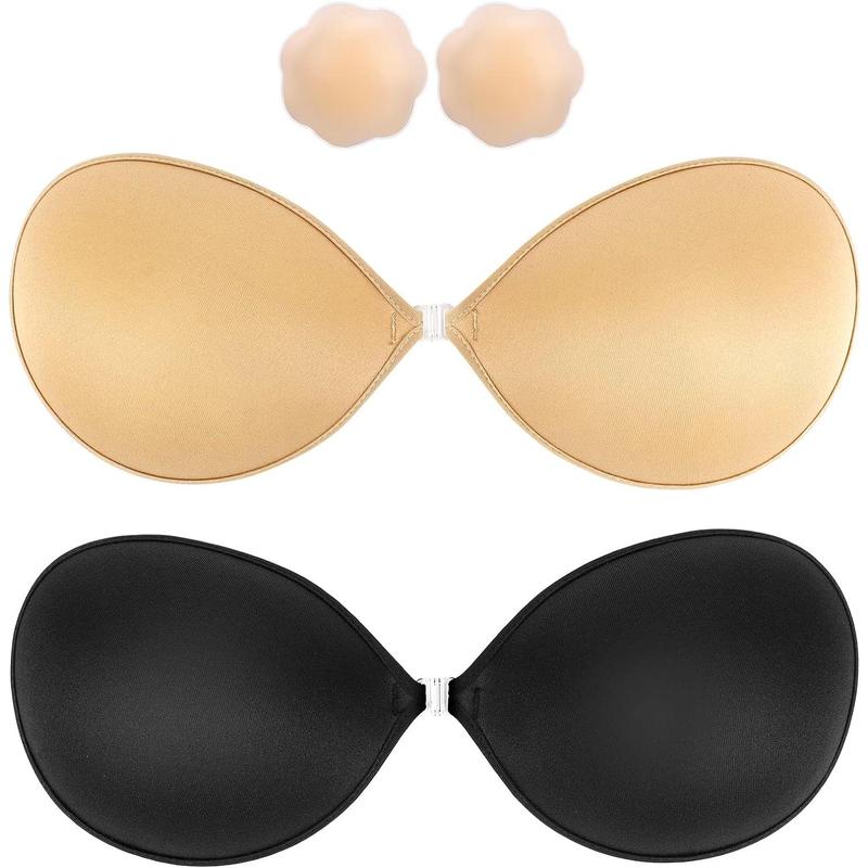  Backless Dress Reusable Adhesive C-Code Bra: Invisible Sticky Strapless Push-up Silicone Covering Nipple Bras