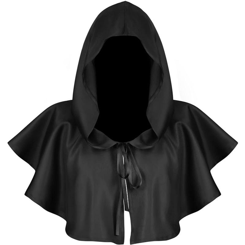 Solid Color Hooded Cape, Medieval Magic Cape, Cosplay Costume, Costume Accessories for Outdoor Sports, Party, Festival