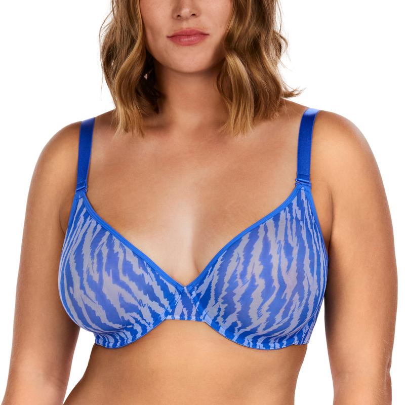 Zebra Wild Unlined Plus Size Breathable Soft Mesh No Padding Underwire Women Bra