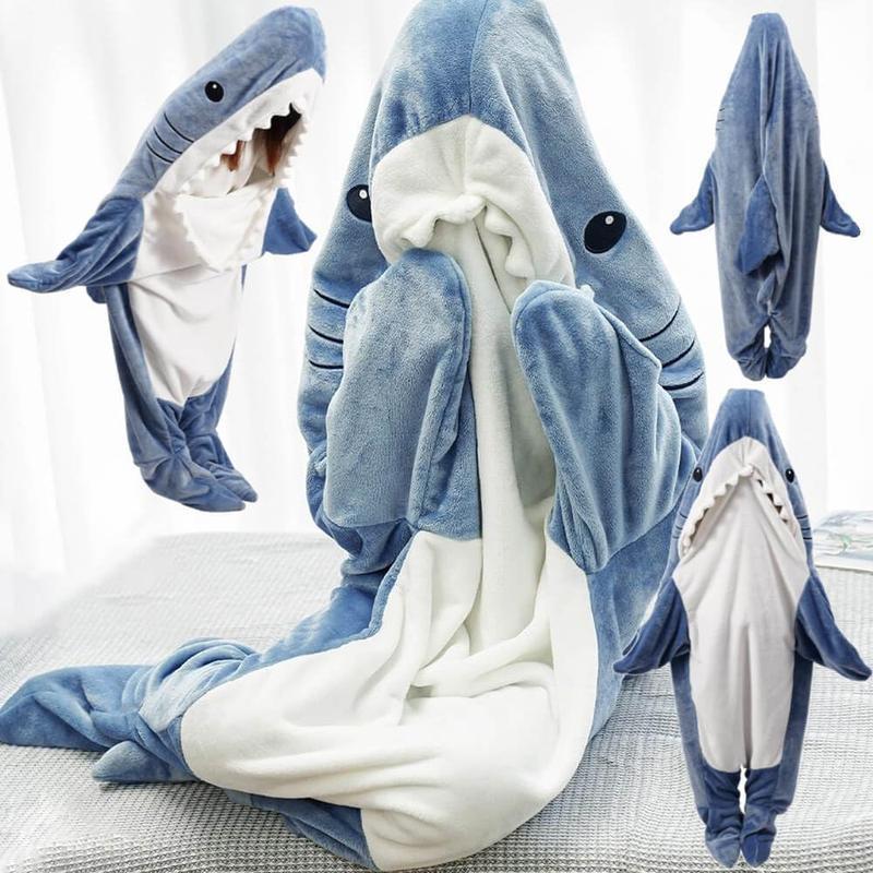 Shark Pajamas Blanket Hoodie Onesie for Family, Wearable Shark Blanket, Shark Sleeping Bag, Soft Cozy Shark Onesie Halloween Costume for Family, Ideal Gift for Friends,Pajama Party Comfort Overalls Clothing laborday deals