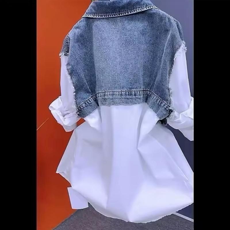 Women's Feminists Denim Shirt Jacket for Casual Style - Womenswear