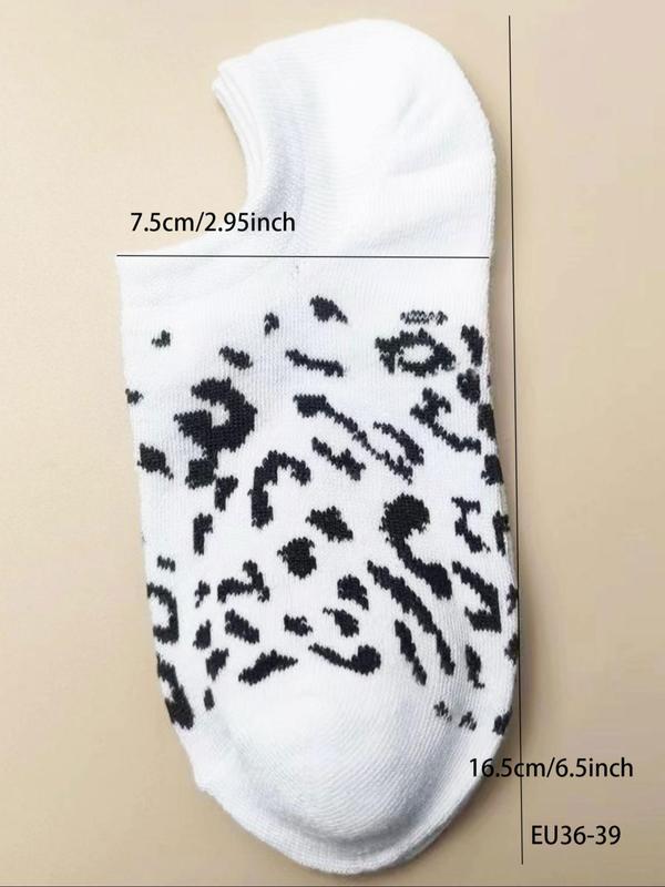 Women's Leopard Print Ankle Socks, Casual Comfortable Breathable Low Cut Socks for Daily Wear, Ladies Socks for All Seasons