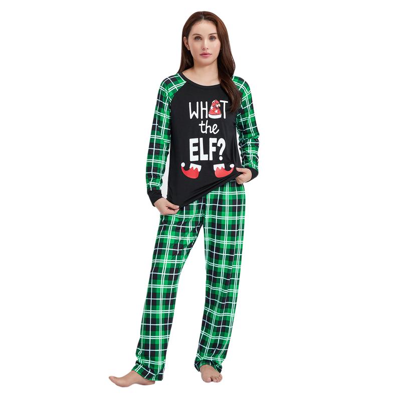 Glow in the Dark Matching Christmas Family Pajamas Set Holiday Elf Pajamas 2Pcs Pjs Set