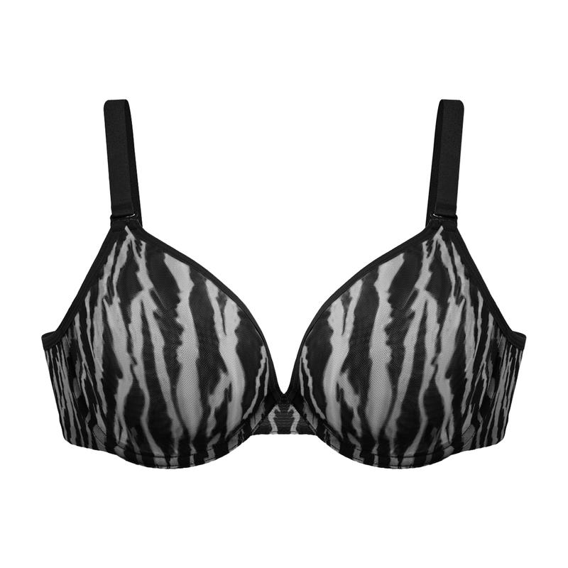 Zebra Wild Unlined Plus Size Breathable Soft Mesh No Padding Underwire Women Bra