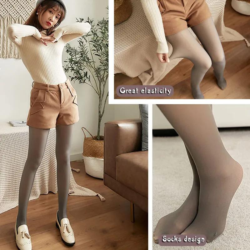 Pantyhose Winter Women Seamless Sexy Push Up Thick Fake Translucent Warm Velvet Autumn Thin Leggings Tights Pantyhose Comfortable Soft