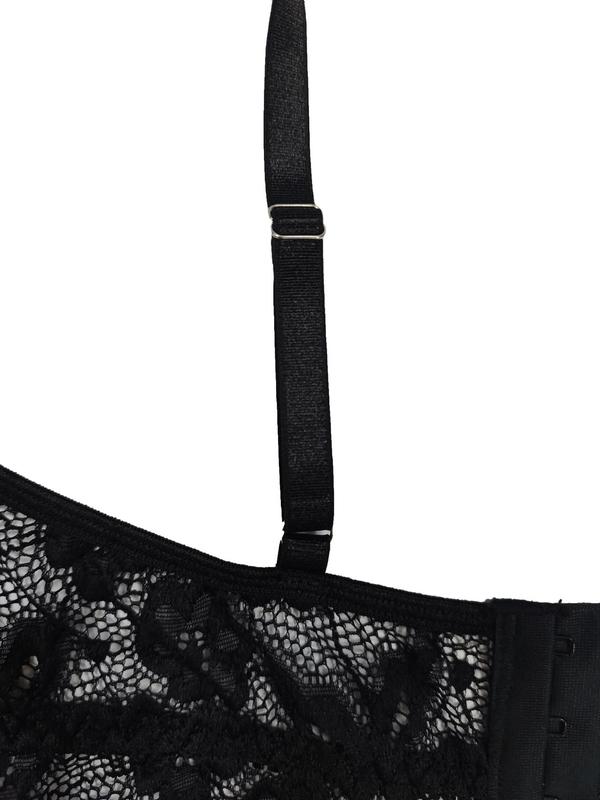  Chain Linked Wireless Floral Lace Bra, Sexy Adjustable Strap Push Up Bra, Women's Lingerie for All Seasons