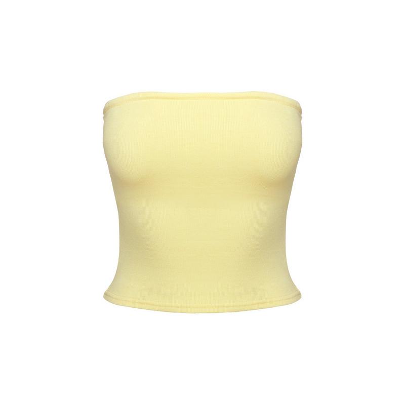 Baseline Strapless Rib Top Yellow