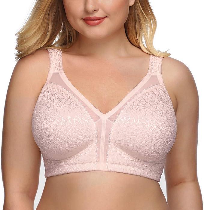 Women's Full Figure Minimizer Bras Comfort Large Busts Wirefree Non Padded Plus Size Bra Womenswear Underwear Lady Basic Minimalist Bridal