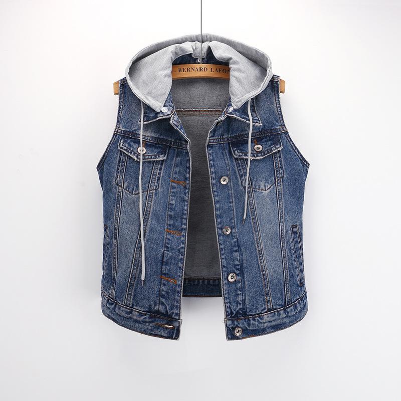 Short Sleeveless Denim Vest, Women's Vest Waistcoat, Ripped Top Outerwear Coat Cardigan Vest, 2024 hot selling styles Denim Tops for  Autumn, Women's Daily Clothing