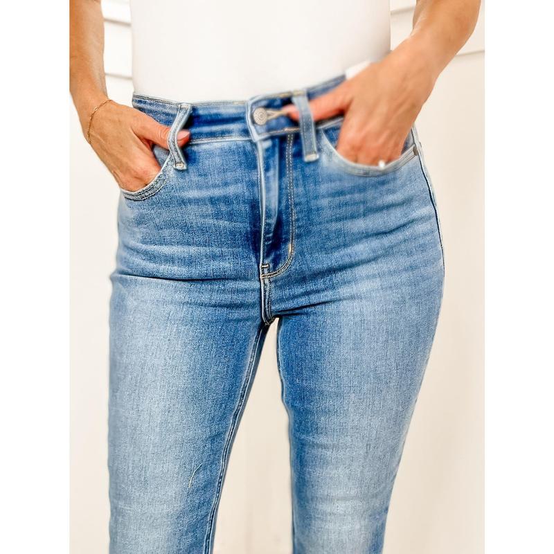 The Hannah Judy Blue High Waist Classic Contrast Wash Bootcut Jean