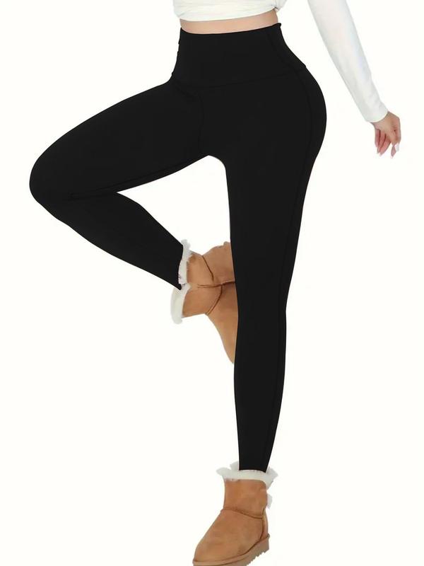 Women's Solid High Waist Leggings, Casual Comfy Warm Skinny Pants for Daily Wear, Ladies Bottoms for All Seasons