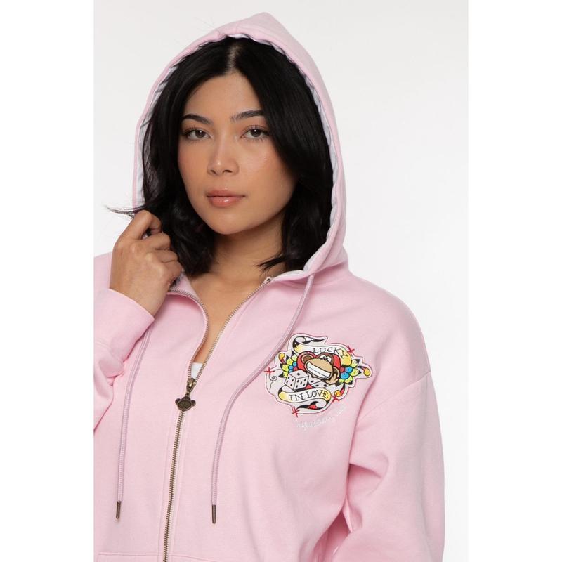 Lucky - Bobby Jack Oversized Premium Zip Hoodie - Pink