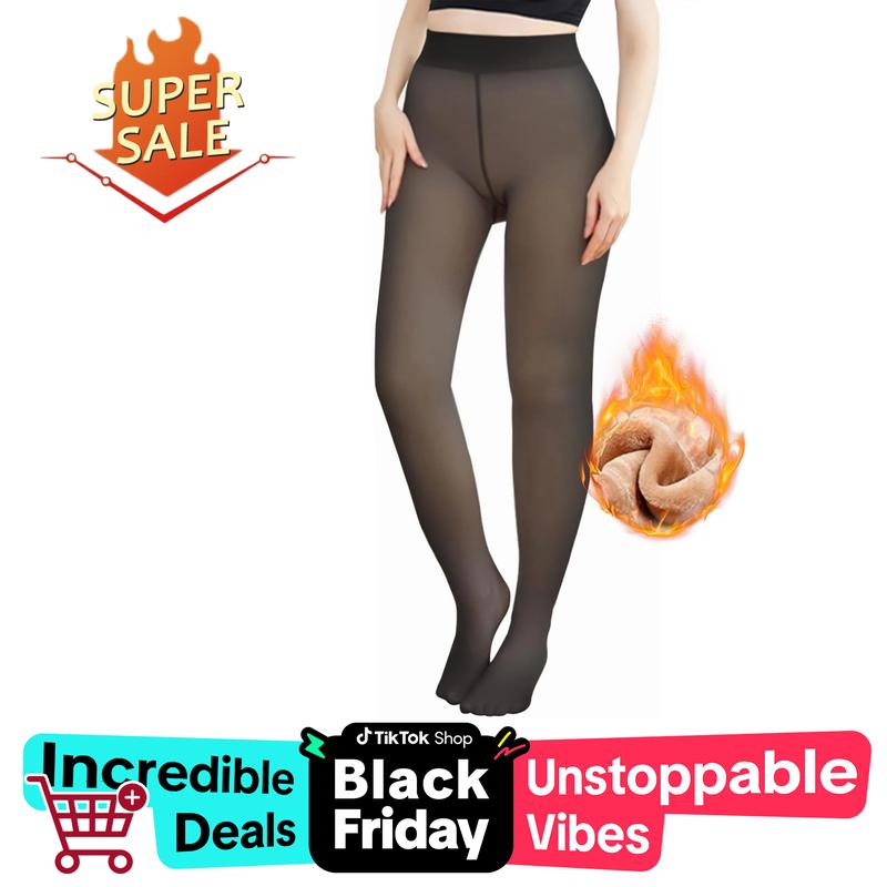 [blackfriday sale] Fleece Lined Tights ，Sheer Women Fake Translucent， Warm Pantyhose Leggings Sheer， Thick Tights for Winter ，Womens Opaque Fleece Lined Tights，Colorful Warm Winter Thermal Tights for Outdoor