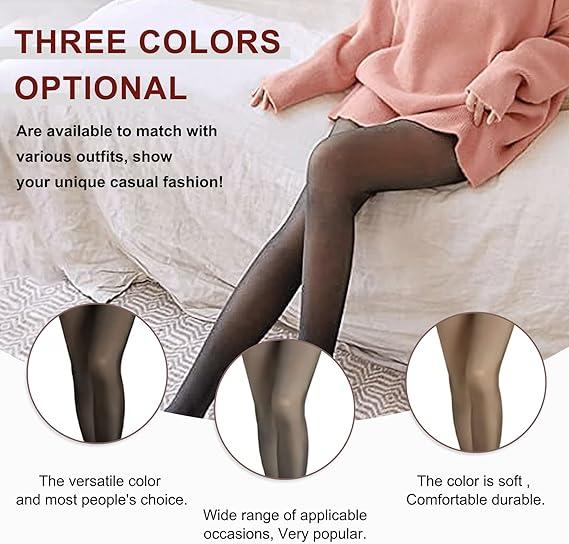 [blackfriday sale] Fleece Lined Tights ，Sheer Women Fake Translucent， Warm Pantyhose Leggings Sheer， Thick Tights for Winter ，Womens Opaque Fleece Lined Tights，Colorful Warm Winter Thermal Tights for Outdoor