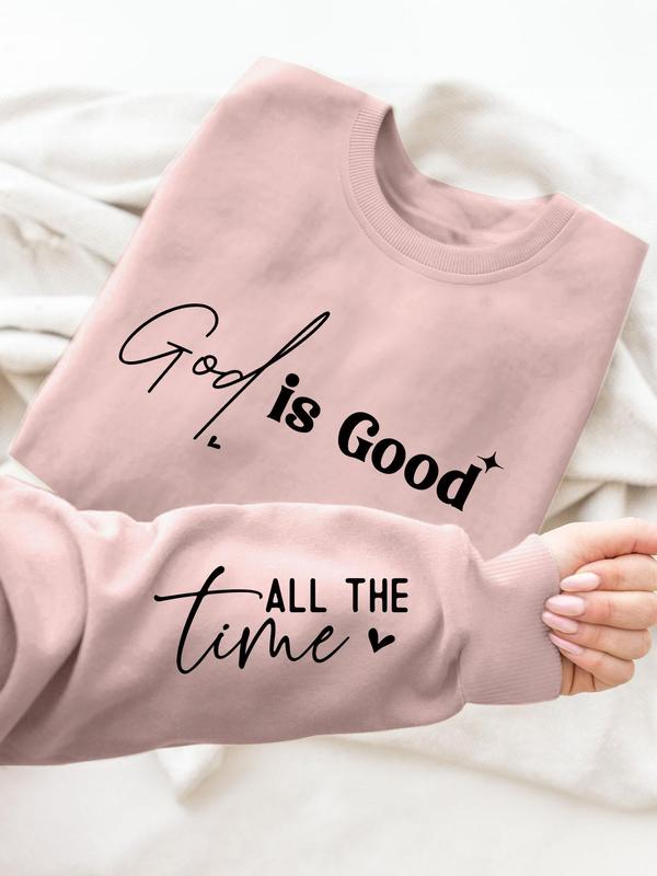 Women's Letter Print Round Neck Sweatshirt, Casual Long Sleeve Crew Neck Pullover for Spring & Fall, Fashion Women's Top for Daily Wear