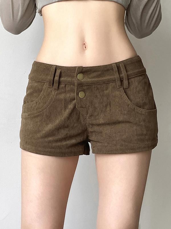 Women's Leopard Print Corduroy Shorts, Casual Fashion Shorts for Daily Outdoor Wear, Women Bottoms for Summer