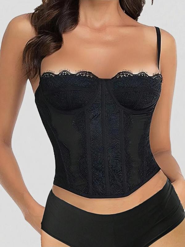 Women's Contrast Lace Sheer Shapewear Cami Top, Tummy Control Slimming Shaper, Ladies Shapewear for All Seasons