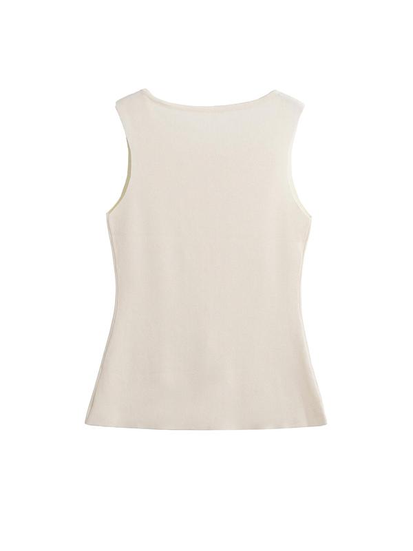 Women's Plain Button Front Scoop Neck Sweater Vest, Casual Sleeveless Knit Tank Top for Daily Wear, Ladies Clothes for All Seasons