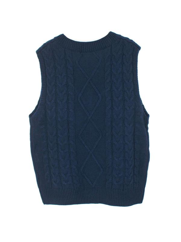 Women's Solid Textured V Neck Sweater Vest, Casual Preppy Cable Knit Pullover for Fall & Winter, Women's Knitwear for Daily Wear, Fall Outfits 2024 Womenswear Tops Comfort Basic Minimalist