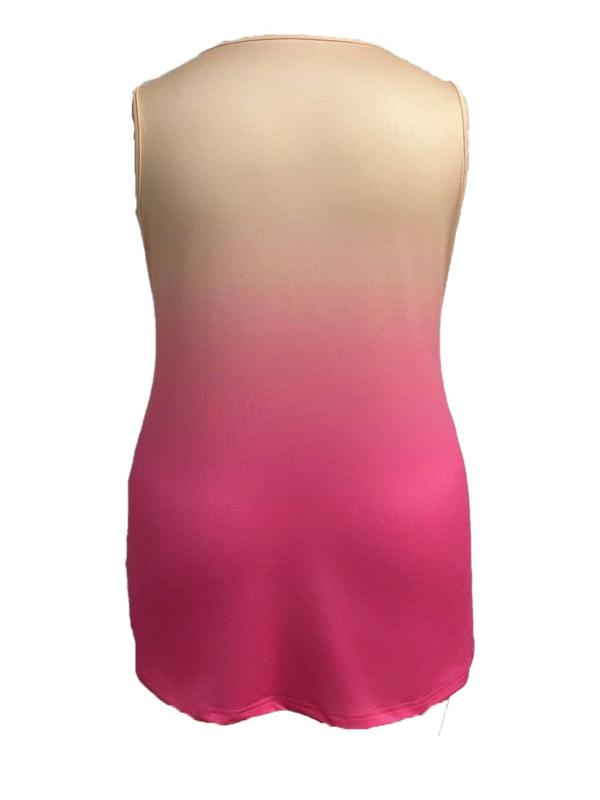  Ombre Ring Linked Tank Top, Casual Sleeveless Straps Top for Summer, Tank Tops for Women, Women's Plus Clothing for Daily Wear