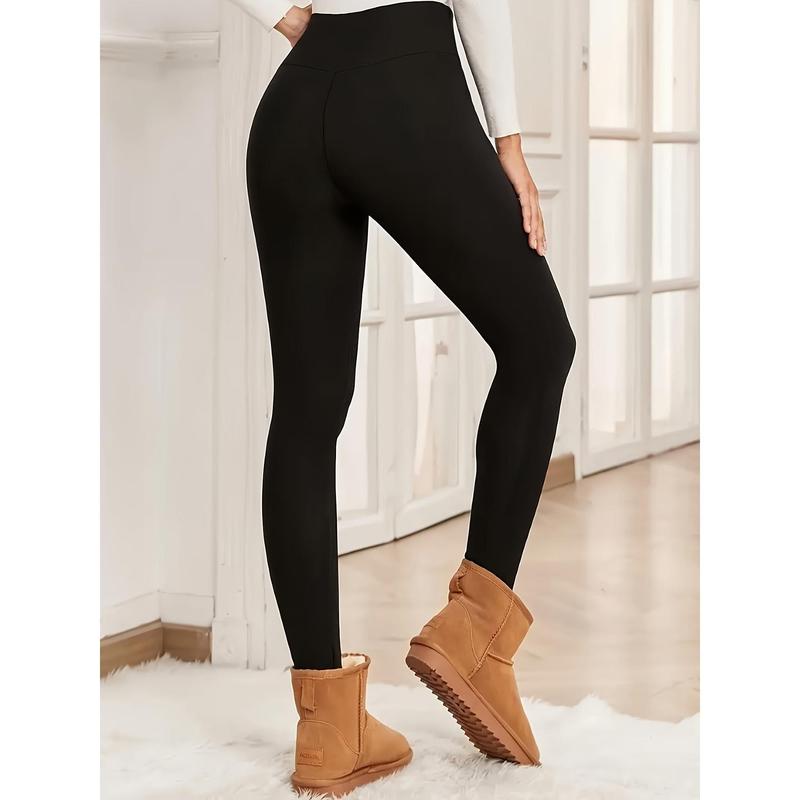 Cozy High-Waist Thermal Pocket Leggings for Women - Activewear Tights & Leggings with Soft Knitted Fabric, Solid Color, and Warmth for Autumn Winter - Perfect for Outdoor Activities and Casual Wear