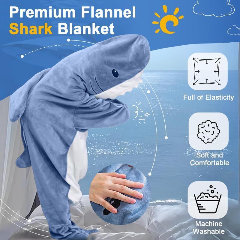 Shark Pajamas Blanket Hoodie Onesie for Family, Wearable Shark Blanket, Shark Sleeping Bag, Soft Cozy Shark Onesie Halloween Costume for Family, Ideal Gift for Friends,Pajama Party Comfort Overalls Clothing laborday deals