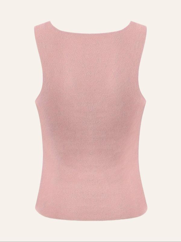 Women's Solid Color Sports Thermal Underwear Top, Casual Comfy Breathable Sleeveless Top for Daily Wear, Ladies Sportswear for Fall & Winter