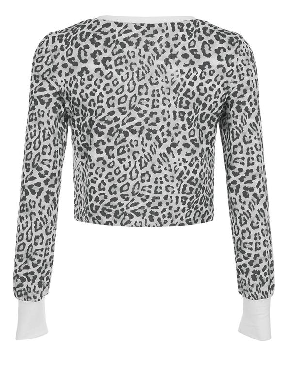 Women's Leopard Print Button Front Tee, Casual Long Sleeve Sweetheart Neck T-Shirt for Spring & Fall, Women's Clothes for Daily Wear