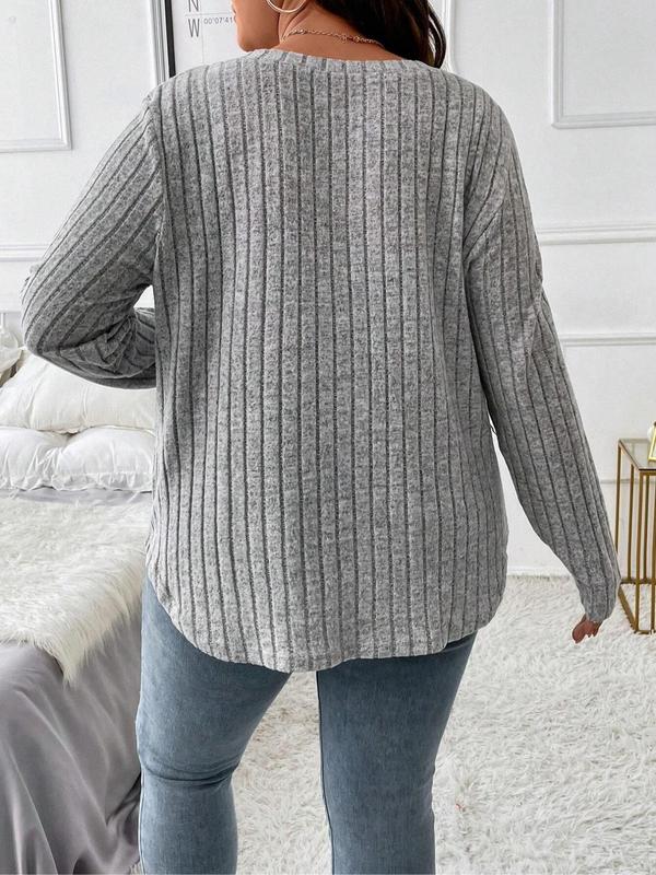  Solid V Neck Long Sleeve Tee, Casual Basic T-shirt for Fall & Winter, Women's Clothing for Daily Wear, 2000s Vintage Tops, Winter Clothes Women, Fall Clothing Women, Plus Size Clothing,