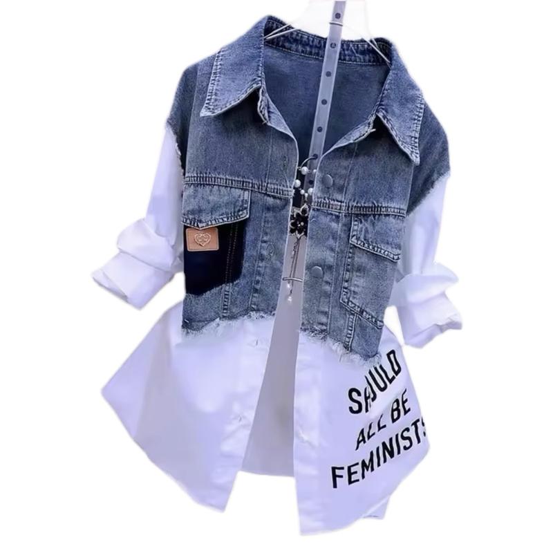 Women's Feminists Denim Shirt Jacket for Casual Style - Womenswear