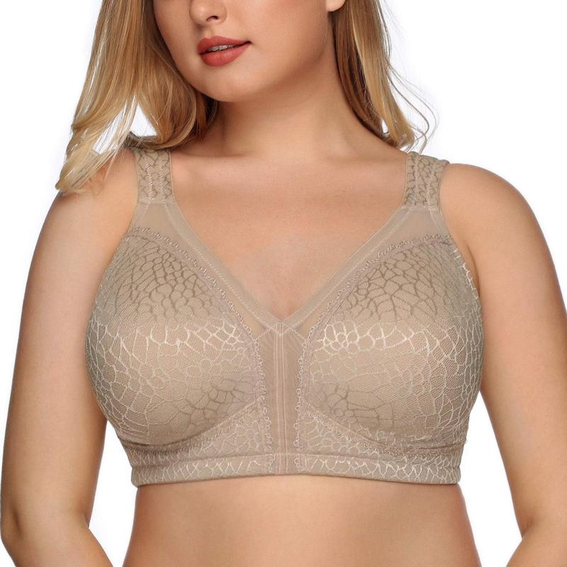 Women's Full Figure Minimizer Bras Comfort Large Busts Wirefree Non Padded Plus Size Bra Womenswear Underwear Lady Basic Minimalist Bridal