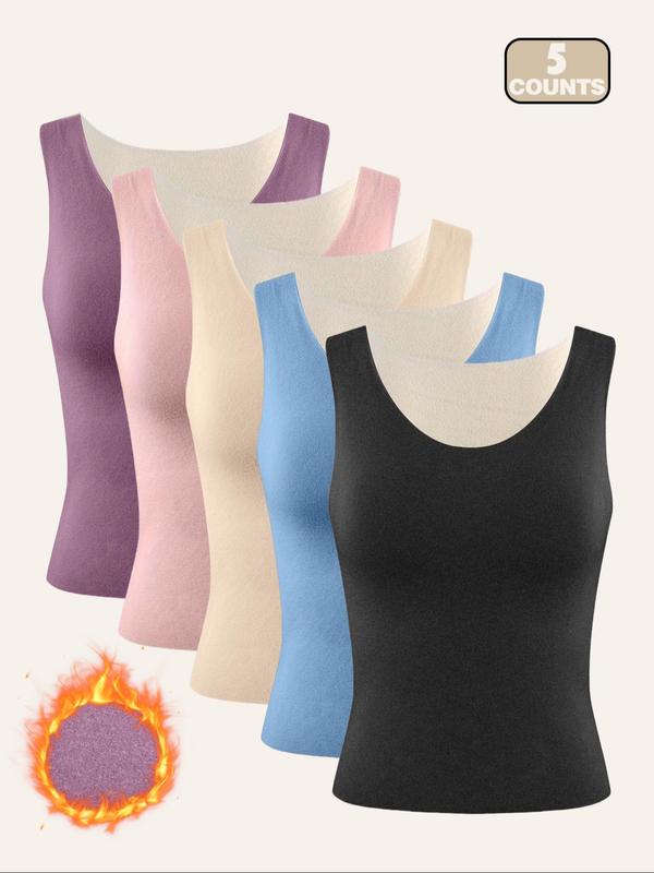 Women's Solid Color Sports Thermal Underwear Top, Casual Comfy Breathable Sleeveless Top for Daily Wear, Ladies Sportswear for Fall & Winter