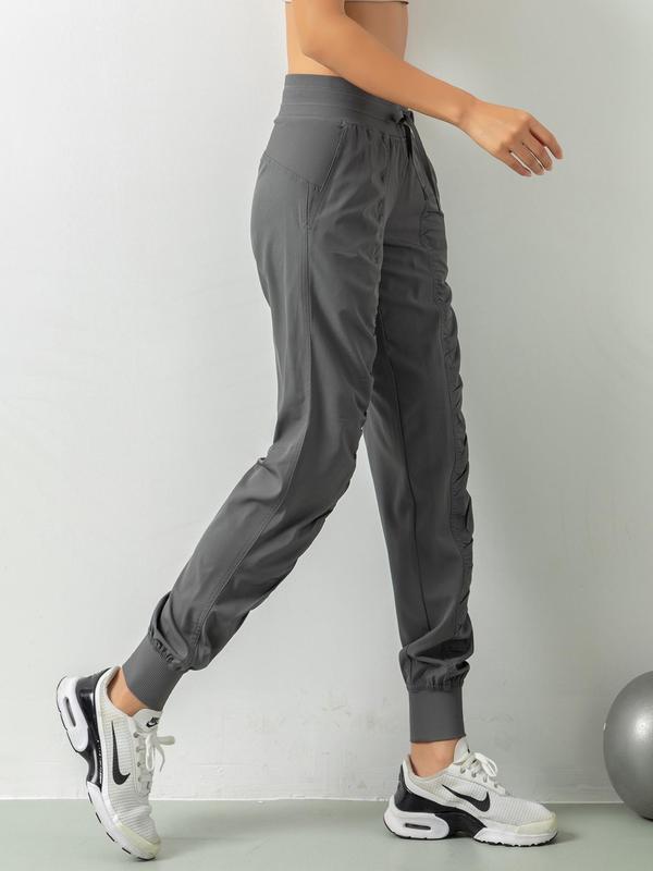 Women's Solid Ruched Drawstring Waist Sleep Jogger Pants, Casual Comfy Pocket Lounge Pants for Daily Wear, Pj Pants, Ladies Sleepwear & Loungewear for All Seasons