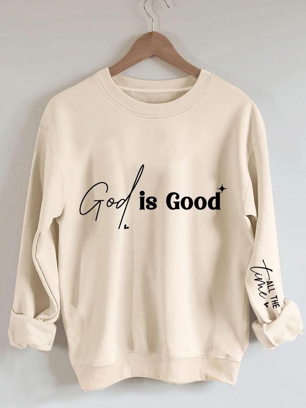 Women's Letter Print Round Neck Sweatshirt, Casual Long Sleeve Crew Neck Pullover for Spring & Fall, Fashion Women's Top for Daily Wear