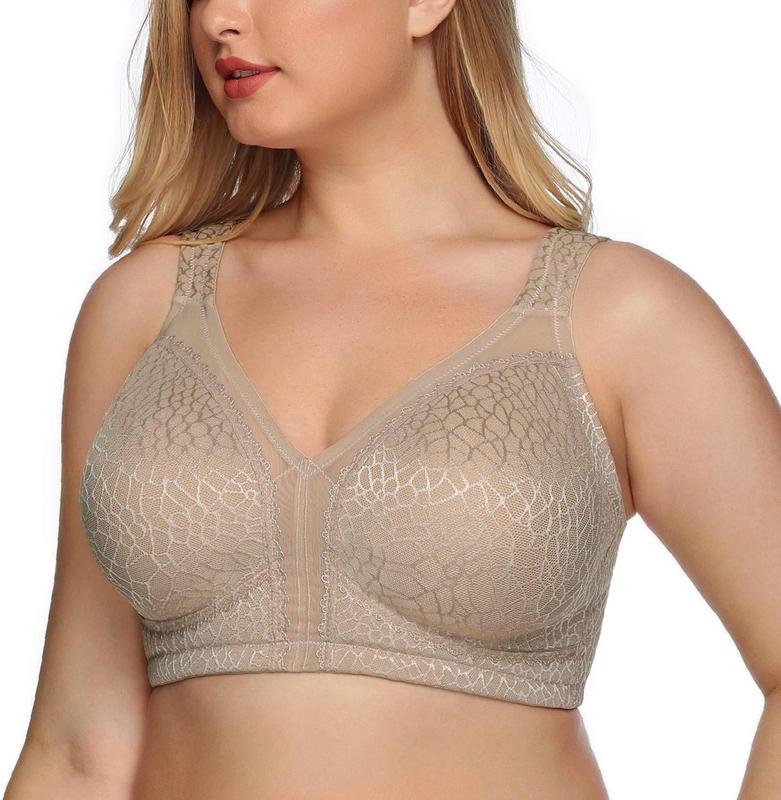 Women's Full Figure Minimizer Bras Comfort Large Busts Wirefree Non Padded Plus Size Bra Womenswear Underwear Lady Basic Minimalist Bridal