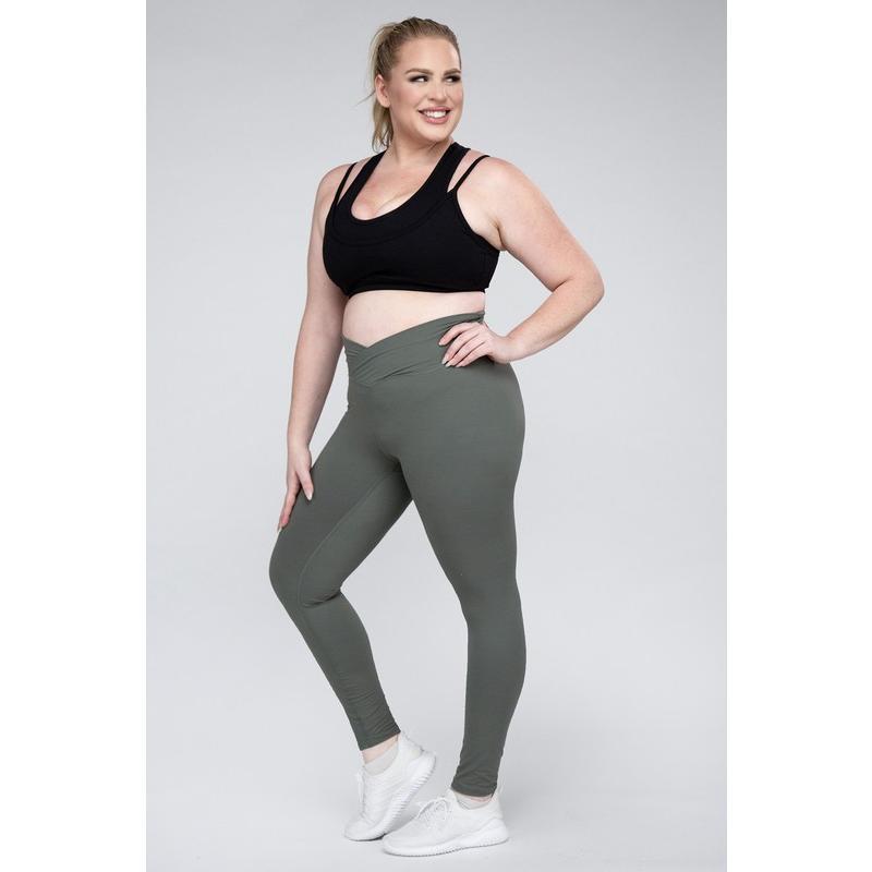 Rae Mode Plus Size V Waist Full Length Leggings