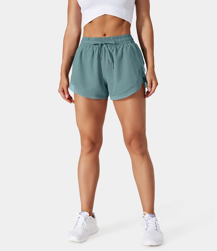 Halara Drawstring Contrast Flowy Mesh 2-in-1 Shorts