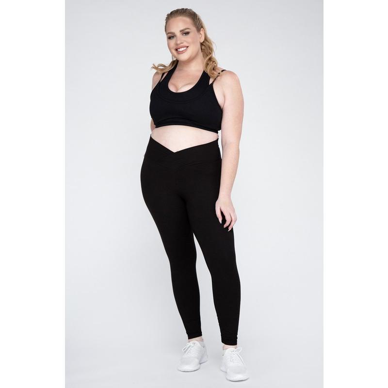 Rae Mode Plus Size V Waist Full Length Leggings