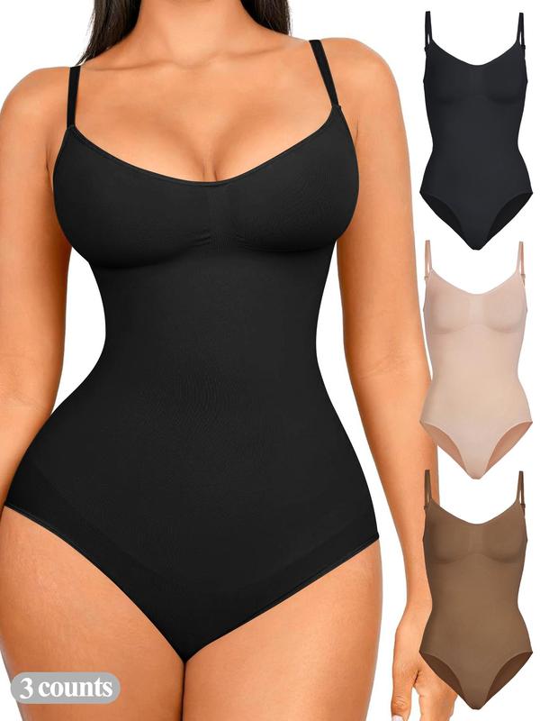 Women's Solid Backless Shapewear Bodysuit, High Stretch Seamless Shaper, Tummy Control Butt Lifting Shapewear for Daily Wear