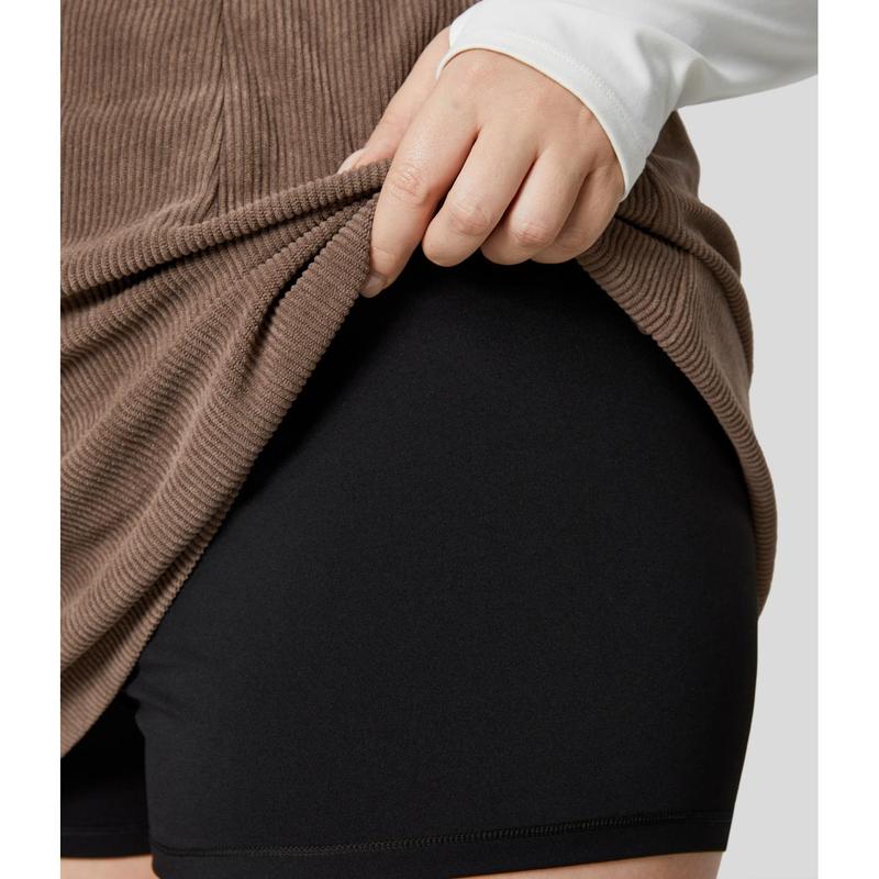 Halara High Waisted Invisible Zipper 2-in-1 A Line Mini Corduroy Casual Plus Size Skirt