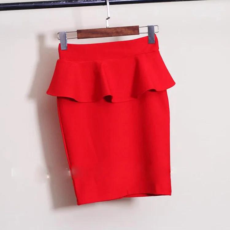 Women Ruffles Slim Stretch High Waist pencil Skirt S-5XL 2024