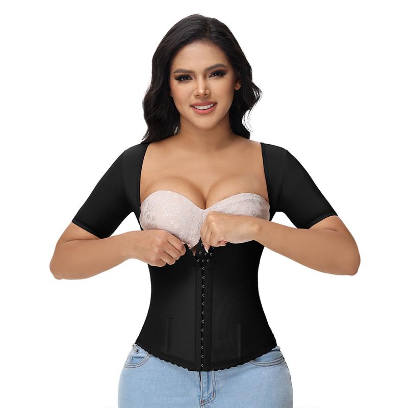 Curveshe Back Support with Sleeves Hook Eyes Control Comfort Women Shapewear Vest