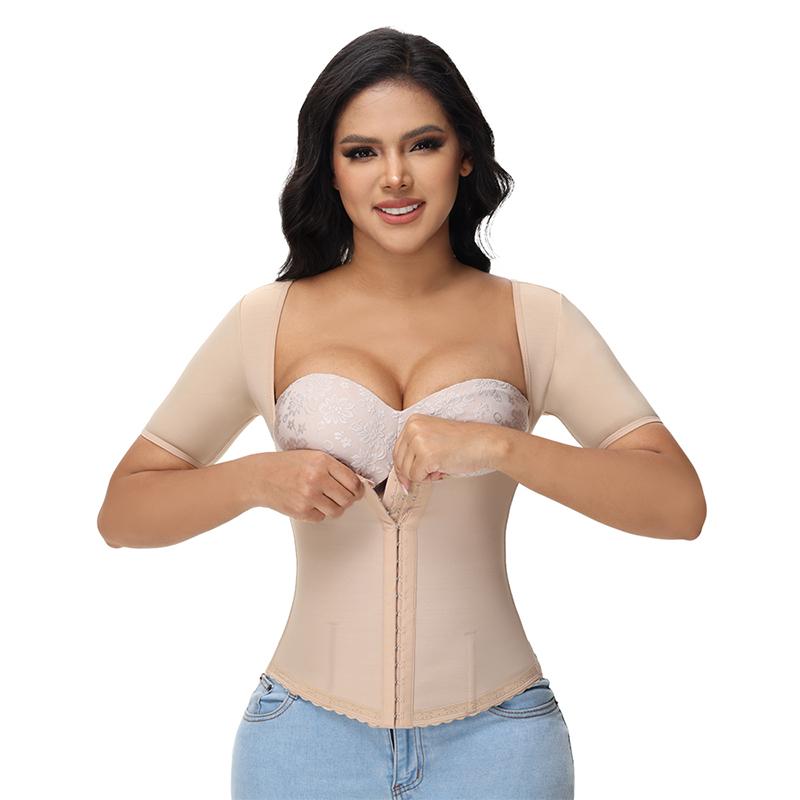 Curveshe Back Support with Sleeves Hook Eyes Control Comfort Women Shapewear Vest