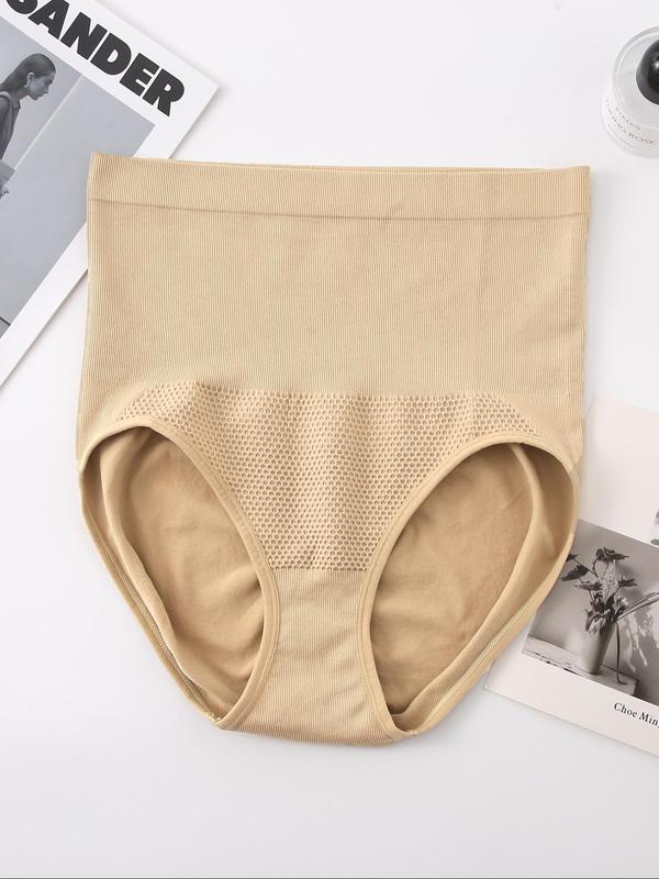  Solid Color High Waist Leg Shaping Panty, Tummy Control Seamless Knicker for Daily Wear, Women's Underwear for All Seasons