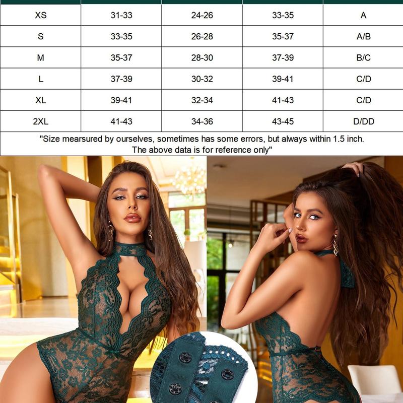 Avidlove Womenwear Snap Crotch Lingerie Hot Lace Bodysuit Deep V One Piece Elegant Nightgown XS-XXL