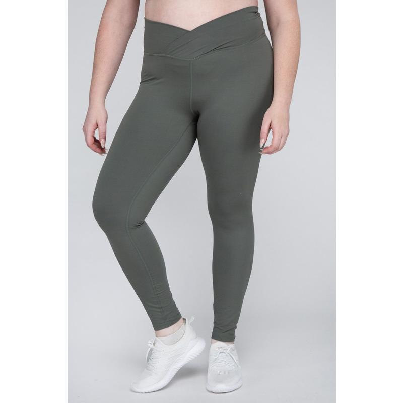 Rae Mode Plus Size V Waist Full Length Leggings